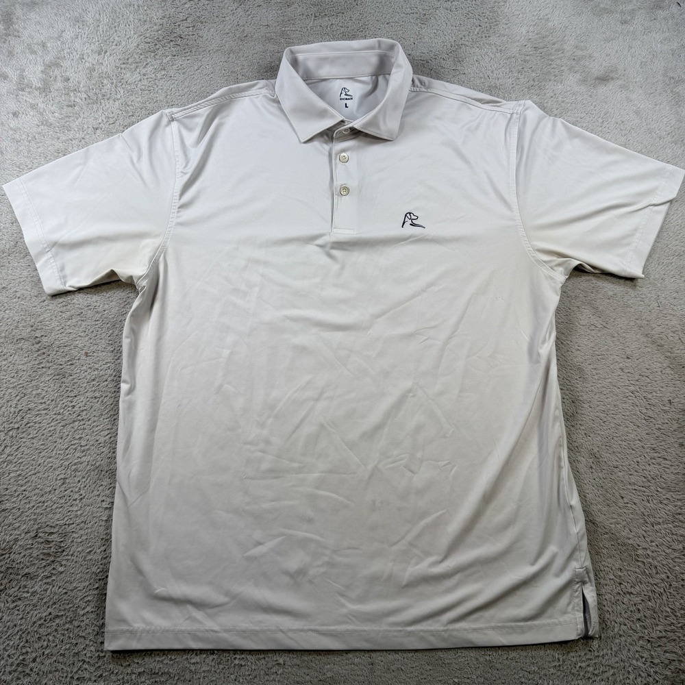 Rhoback Polo Shirt Mens Large White Golf Performance Stretch Active Solid